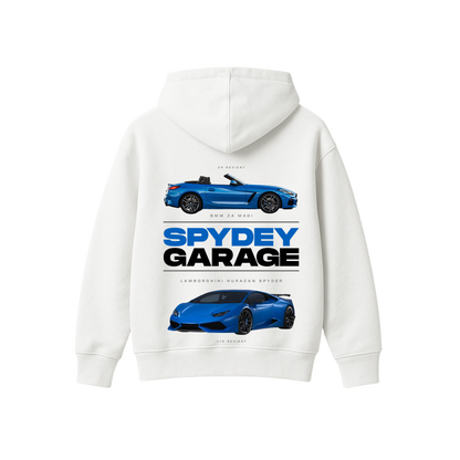 SPYDEY GARAGE WHITE OVERSIZED HOODIE