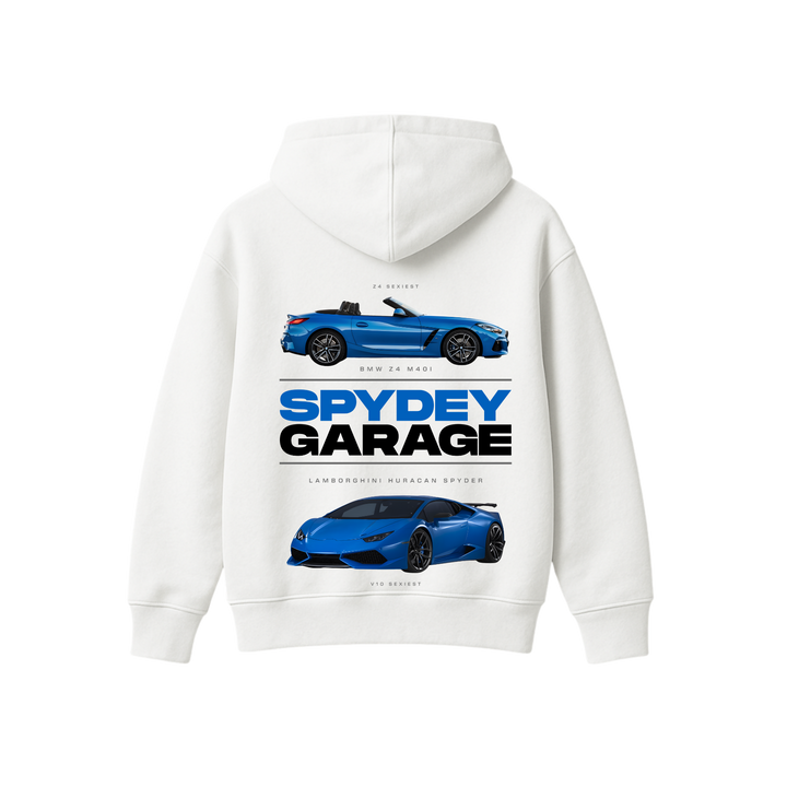 SPYDEY GARAGE WHITE OVERSIZED HOODIE