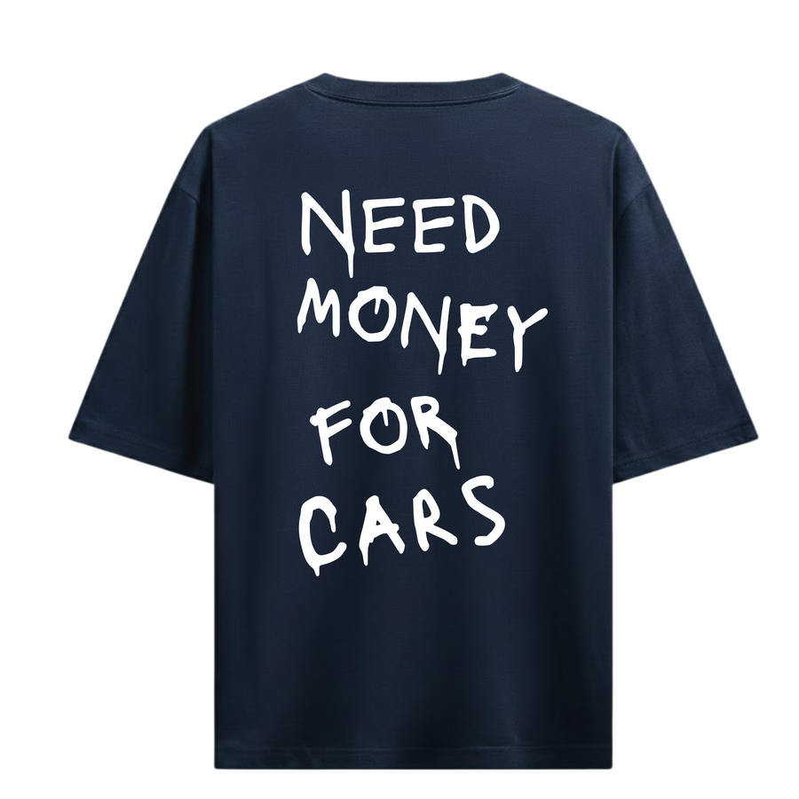 NEED MONEY FOR CARS NAVY OVERSIZED T-SHIRT