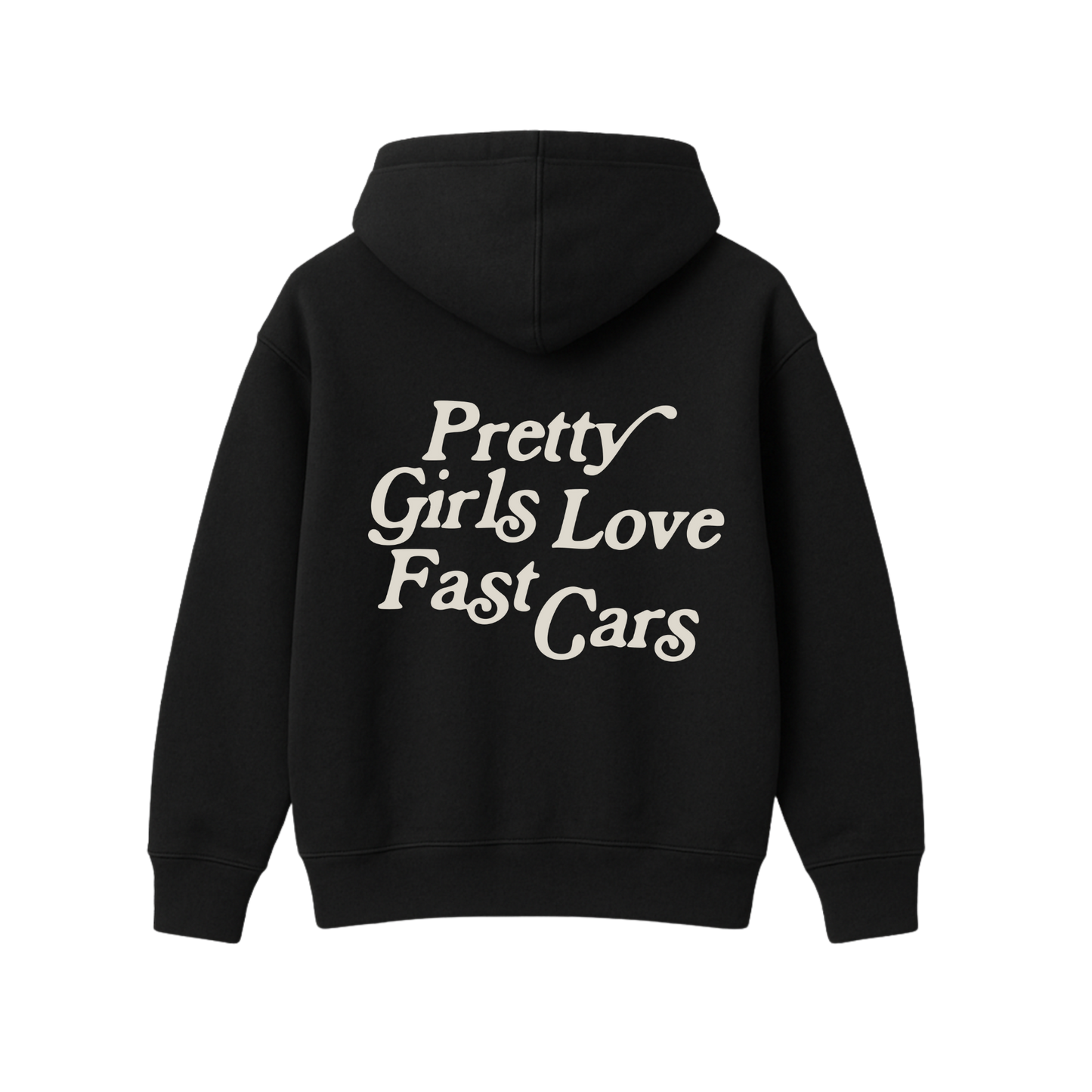 PRETTY GIRLS LOVE FAST CARS BLACK OVERSIZED HOODIE