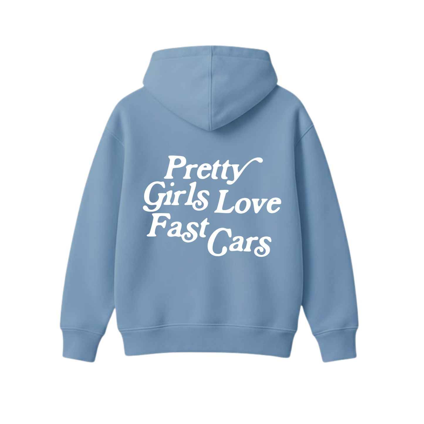 PRETTY GIRLS LOVE FAST CARS BLUE OVERSIZED HOODIE