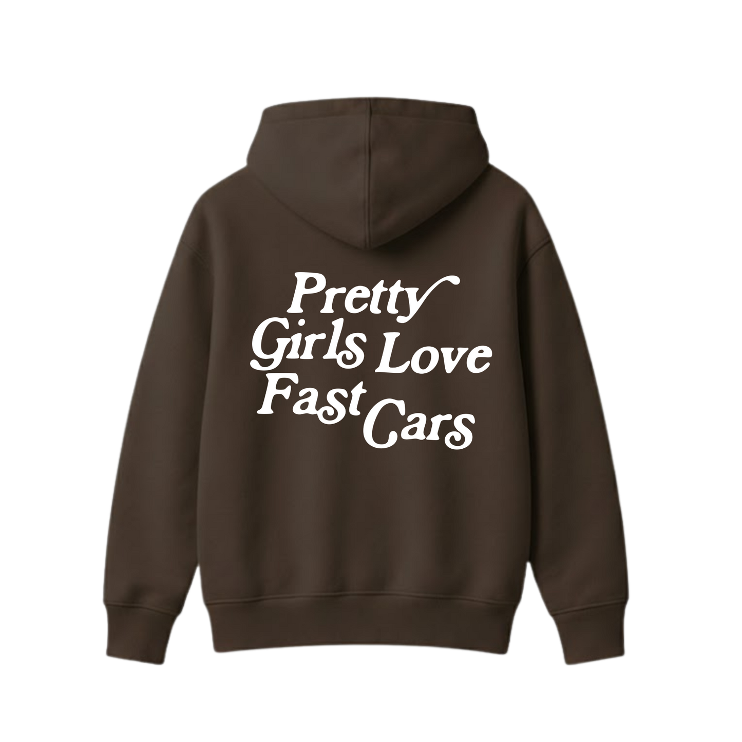 PRETTY GIRLS LOVE FAST CARS BROWN OVERSIZED HOODIE