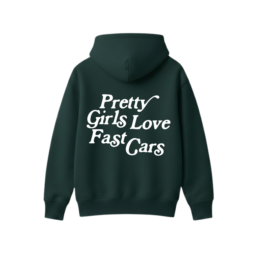 PRETTY GIRLS LOVE FAST CARS GREEN OVERSIZED HOODIE