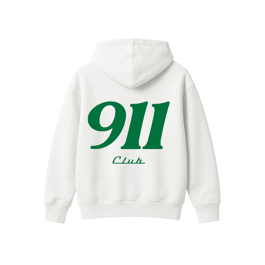 911 CLUB WHITE OVERSIZED HOODIE