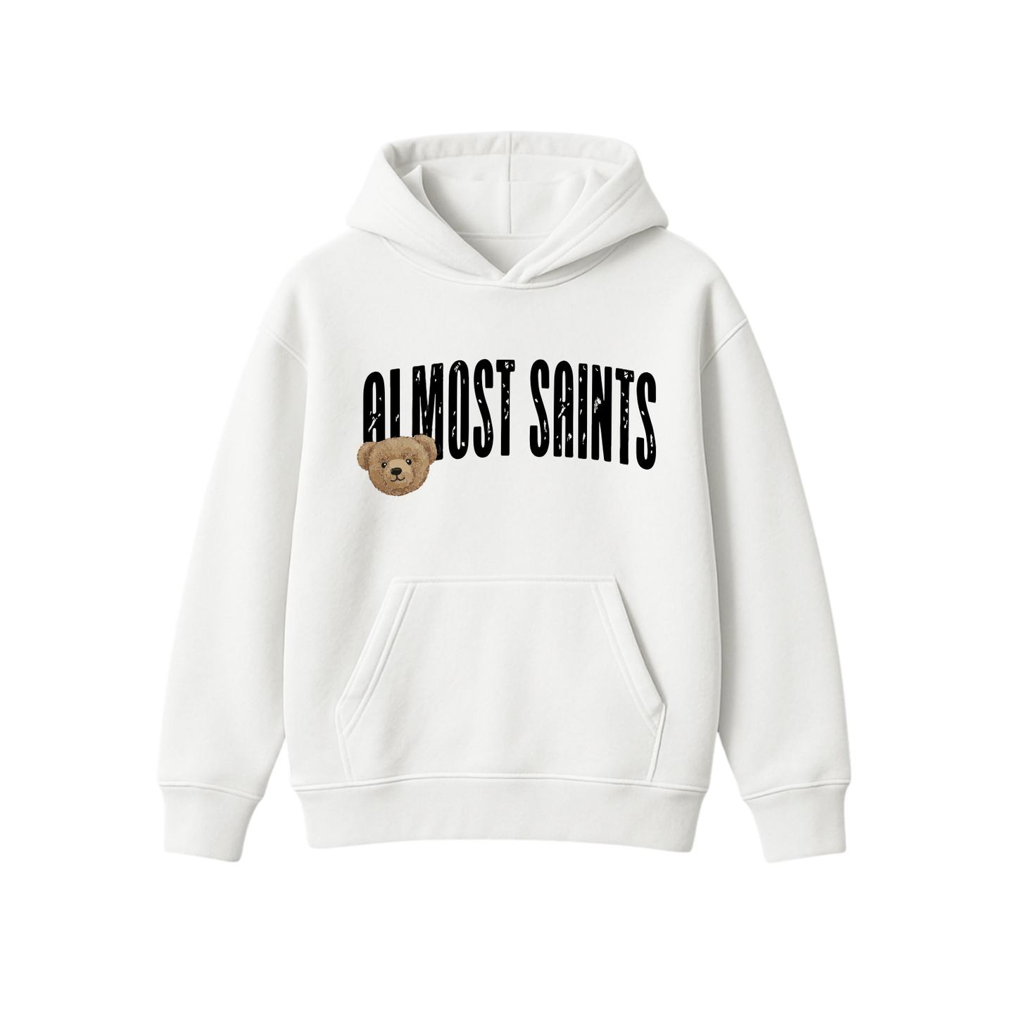 BEAR BASICS WHITE OVERSIZED HOODIE