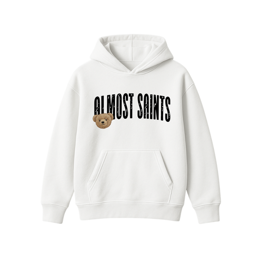 BEAR BASICS WHITE OVERSIZED HOODIE
