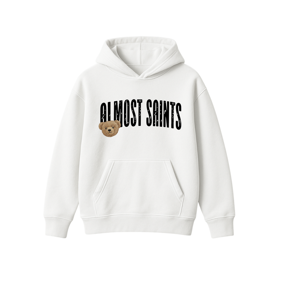BEAR BASICS WHITE OVERSIZED HOODIE
