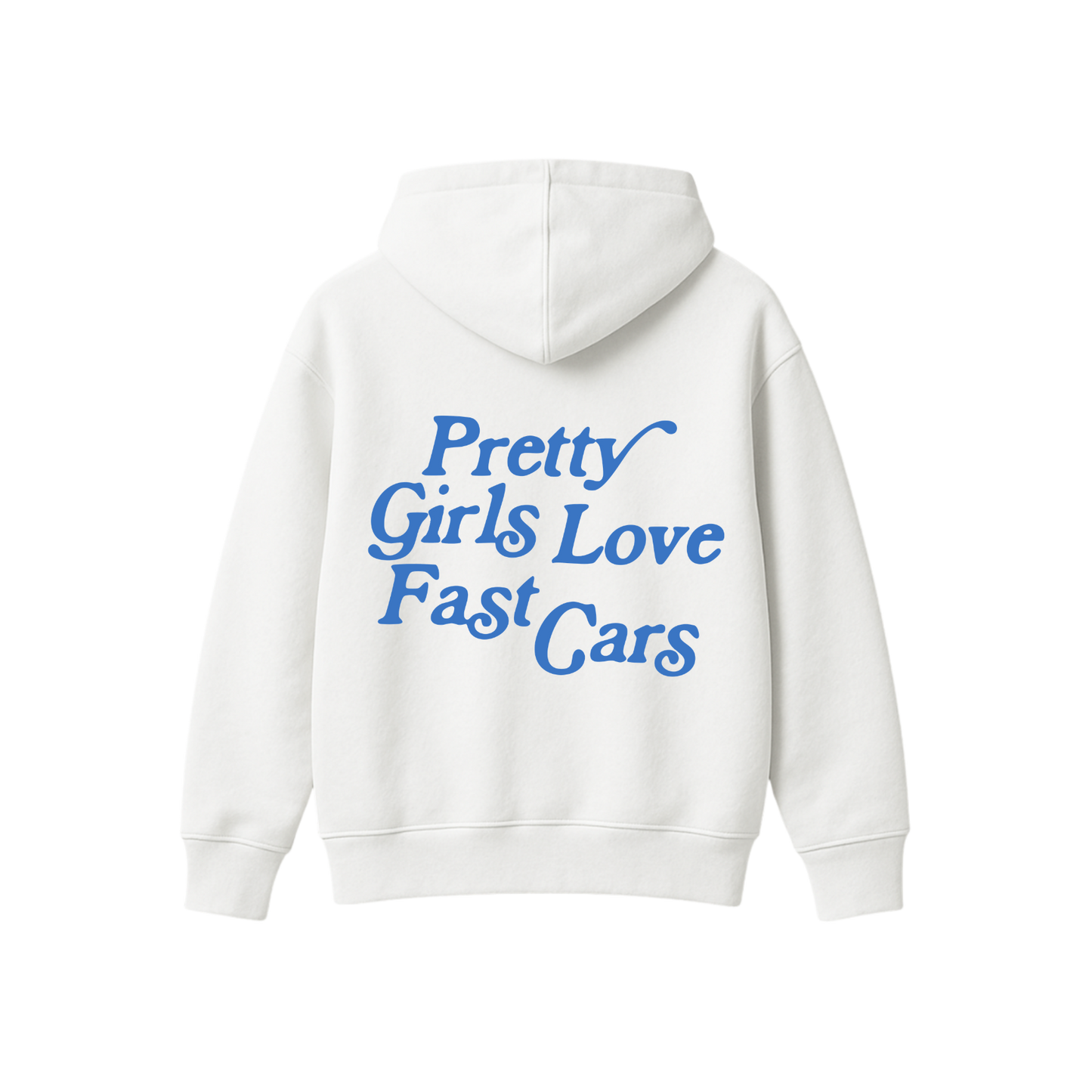 PRETTY GIRLS LOVE FAST CARS WHITE OVERSIZED HOODIE