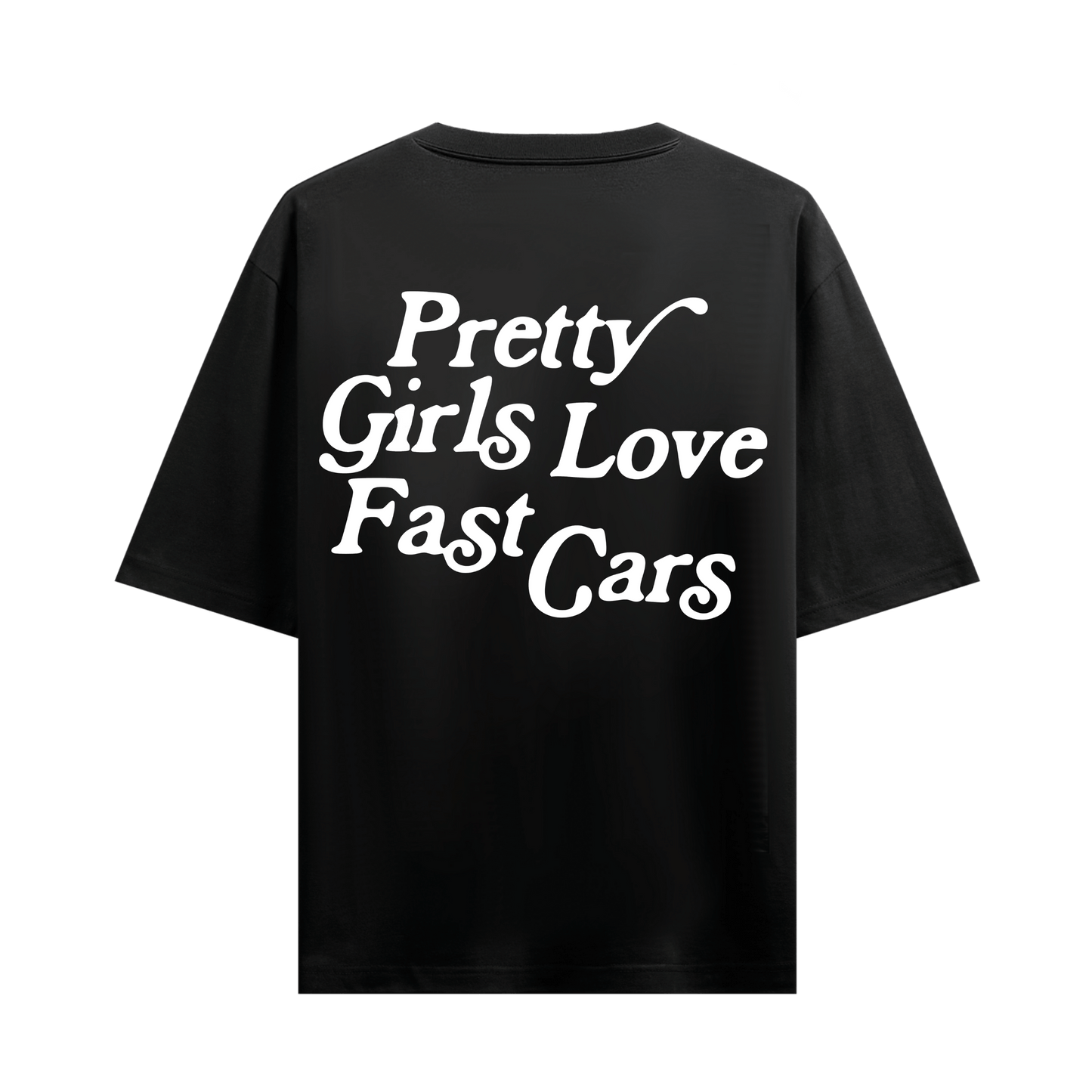 PRETTY GIRLS LOVE FAST CARS BLACK OVERSIZED T-SHIRT