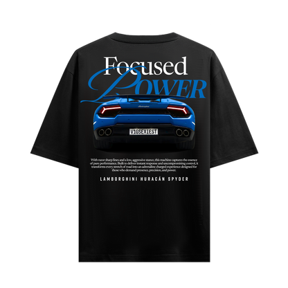 FOCUSED POWER LAMBORGHINI HURACAN SPYDER BLACK OVERSIZED T-SHIRT