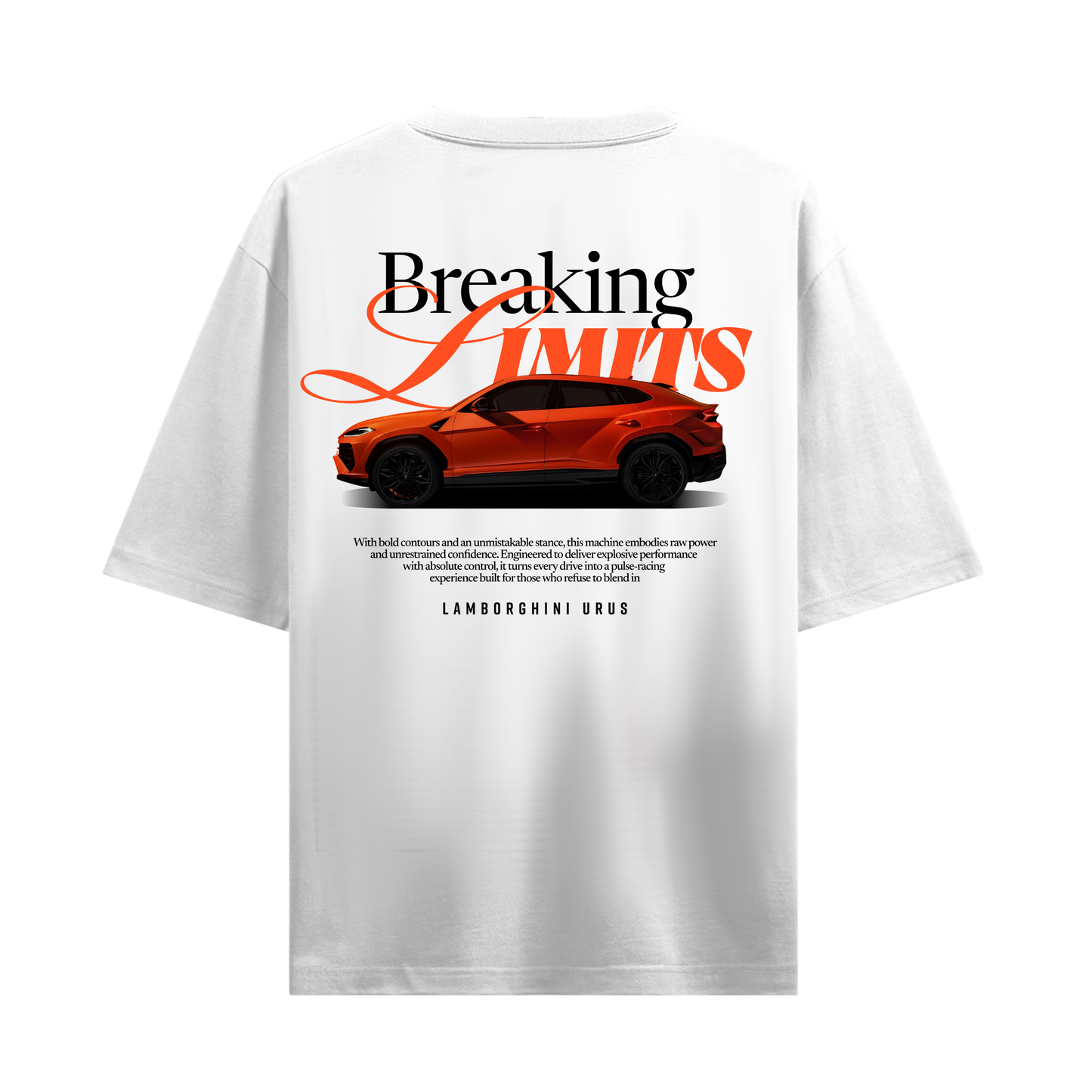 BREAKING LIMITS LAMBORGHINI URUS ORANGE & WHITE OVERSIZED T-SHIRT