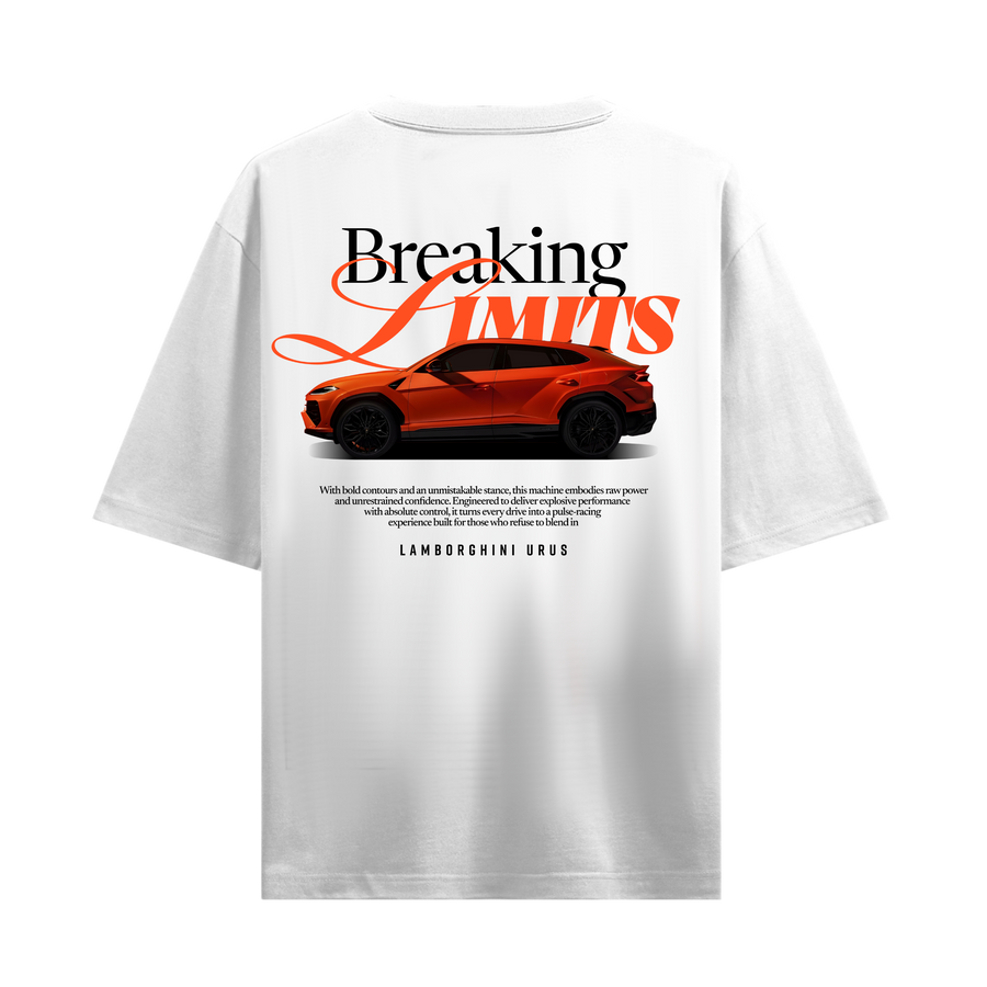 BREAKING LIMITS LAMBORGHINI URUS ORANGE & WHITE OVERSIZED T-SHIRT