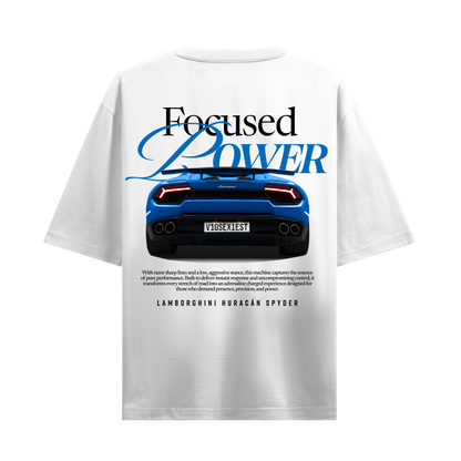 FOCUSED POWER LAMBORGHINI HURACAN SPYDER WHITE OVERSIZED T-SHIRT