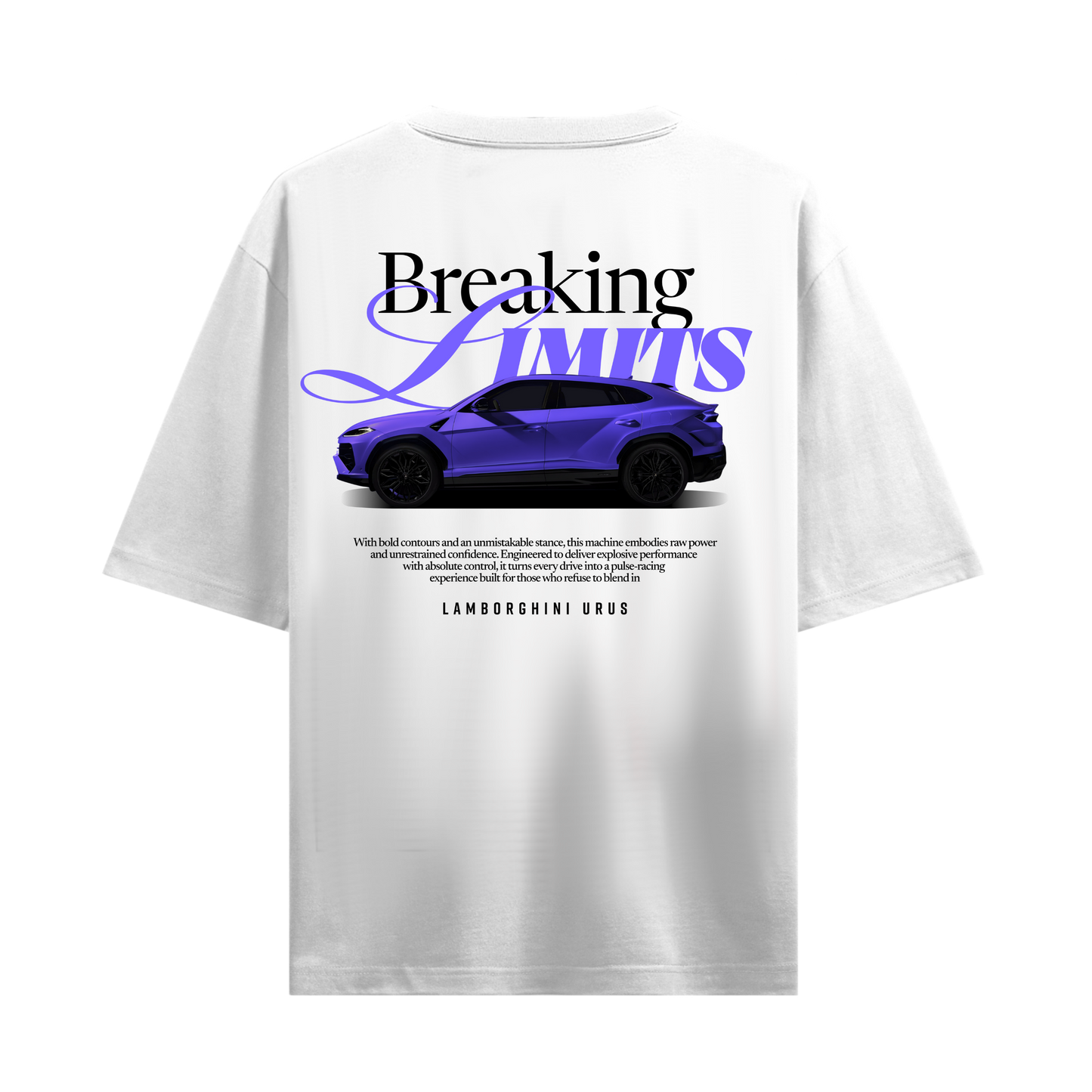 BREAKING LIMITS LAMBORGHINI URUS PURPLE & WHITE OVERSIZED T-SHIRT