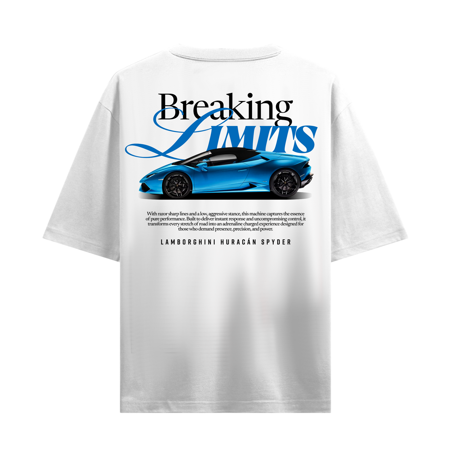 BREAKING LIMITS LAMBORGHINI HURACAN SPYDER WHITE OVERSIZED T-SHIRT