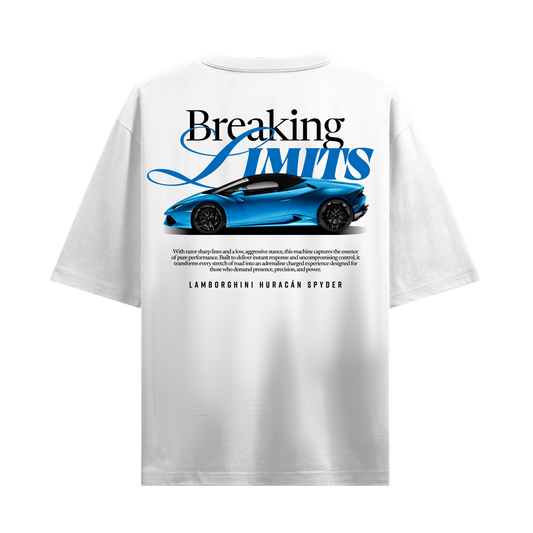 BREAKING LIMITS LAMBORGHINI HURACAN SPYDER WHITE OVERSIZED T-SHIRT